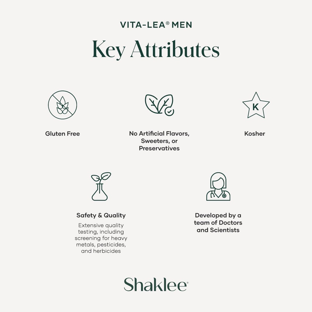 Shaklee - Vita-Lea® Men High Potency Multivitamin and Multimineral - Supports Heart, Immune, Bone, and Joint Health - Formulated for Men's Unique Needs - Includes Vitamin C, D, and E - 240 Tablets 6