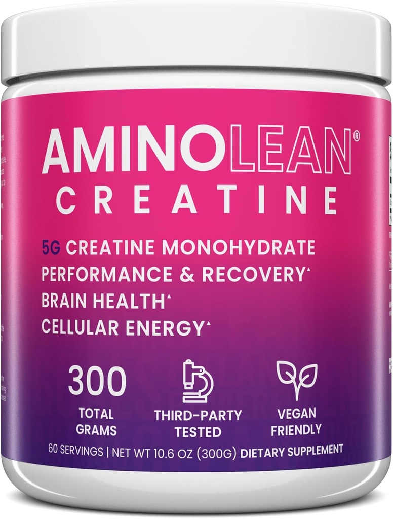 AminoLean Creatine for Women and Men, Pure Micronized Creatine Monohydrate Powder Supplement for Muscle Toning, Mood Support, Energy Boost, and Brain Health, 300g 2