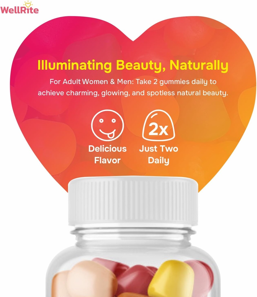 Glow Skin Gummy Vitamins, 60 Count, Apple Flavored, Vegan, Gelatin Free, Gluten Free, Nut Free, Glowing & Hydrated Skin, Reduced Eczema, Reduced Wrinkles 5