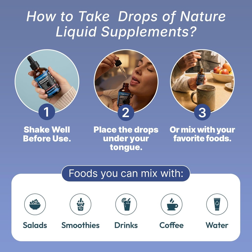 Magnesium Glycinate & Ashwagandha Liquid Drops with Valerian Root, Chamomile, Passion Flower, Lemon Balm & L-Theanine - Vegan Fast Absorption - Supplement for Wellness & Relaxation (Mixed Berry, 60mL) 6