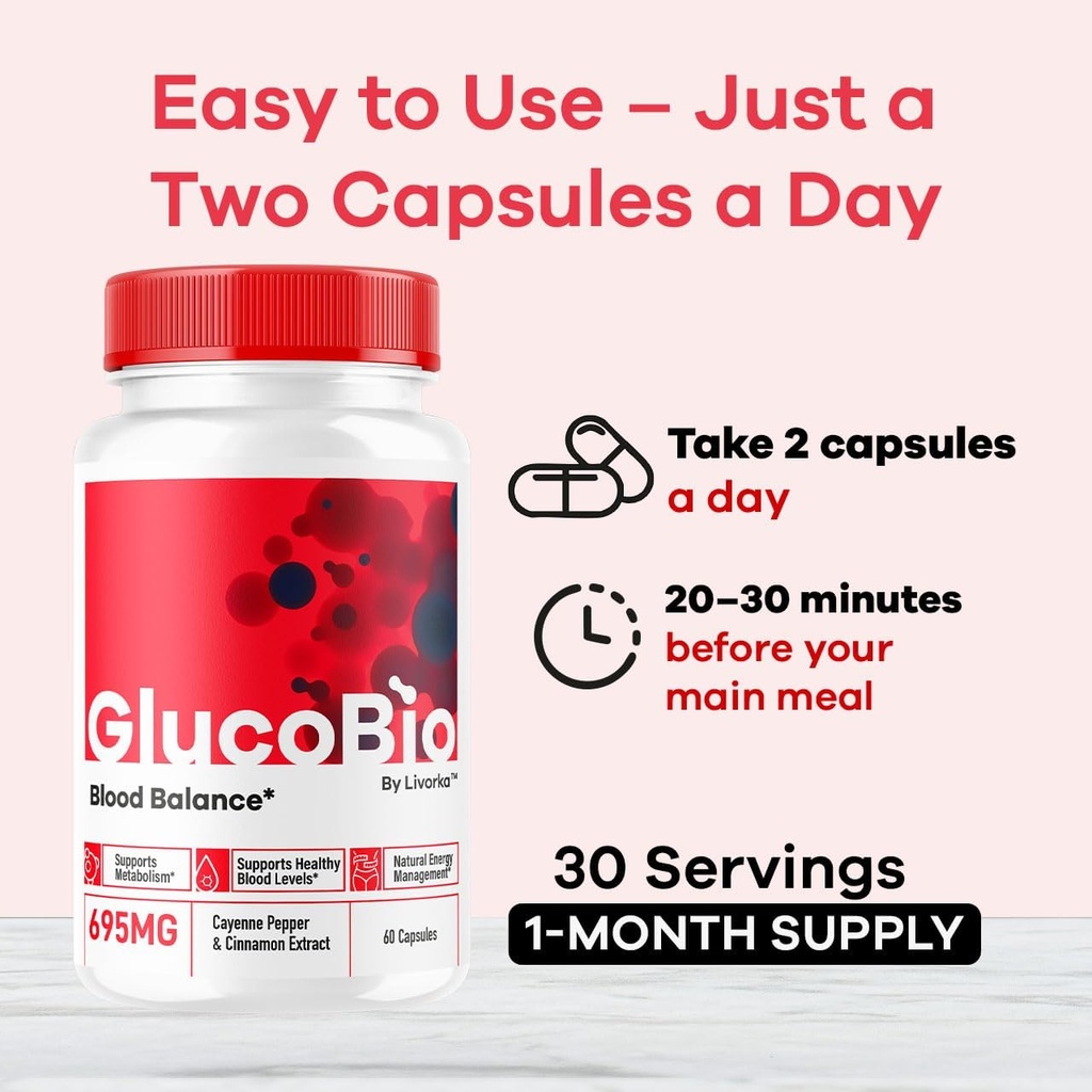 (2 Pack) GlucoBio Capsules - Official Gluco Bio Support Pills, Advanced Formula for Overall Balance, GlucoBio Pills, GlucoBio Supplement, Glucovio Reviews, 60 Capsules for 2 Months 5