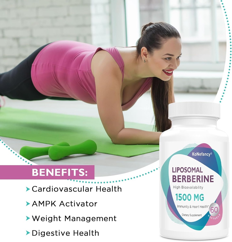 Liposomal Berberine Supplement 1500mg - Third Party Tested, High Bioavailability Berberine HCL Capsules for Women and Men, AMPK Activator for Cardiovascular Health, Sugar-Free, Non-GMO,120 Softgels 6