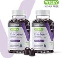 VITEEY Sambucus Elderberry Gummies for Adults & Teens + Zinc & Vitamin C - Sugar Free - Immune Support & Booster Herbal Supplement - Vegan, Gluten Free, Gelatin Free, GMO Free, Chewable Berry Flavored 3