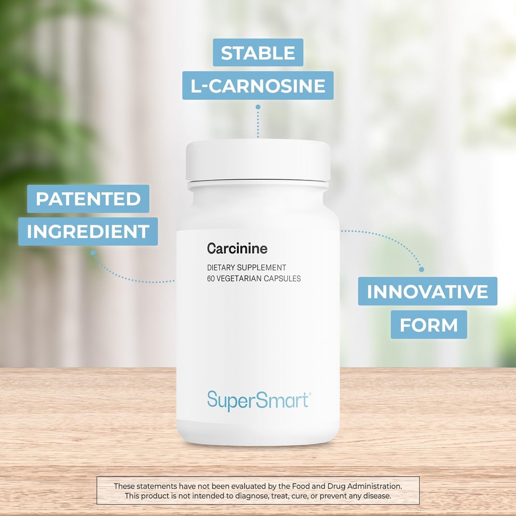 Supersmart - Carcinine 300mg per Day (Patented) - Stable L-Carnosine Supplement | Non-GMO & Gluten Free - 60 Vegetarian Capsules 4