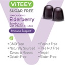 VITEEY Sambucus Elderberry Gummies for Adults & Teens + Zinc & Vitamin C - Sugar Free - Immune Support & Booster Herbal Supplement - Vegan, Gluten Free, Gelatin Free, GMO Free, Chewable Berry Flavored 6
