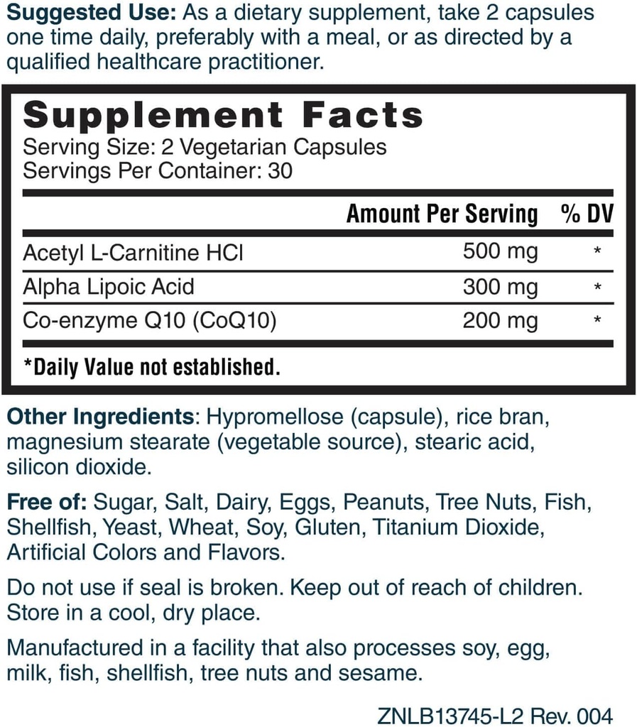 Nature's Lab CoQ10 + Alpha Lipoic Acid + Acetly L Carnitine & One Daily Multivitamin 5