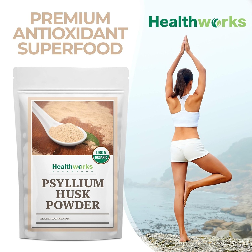 Healthworks Psyllium Husk Powder Organic -16 Oz / 1 Lb - Raw - Certified Organic - Finely Ground Powder from India - Keto, Vegan & Non-GMO - Fiber Support 6