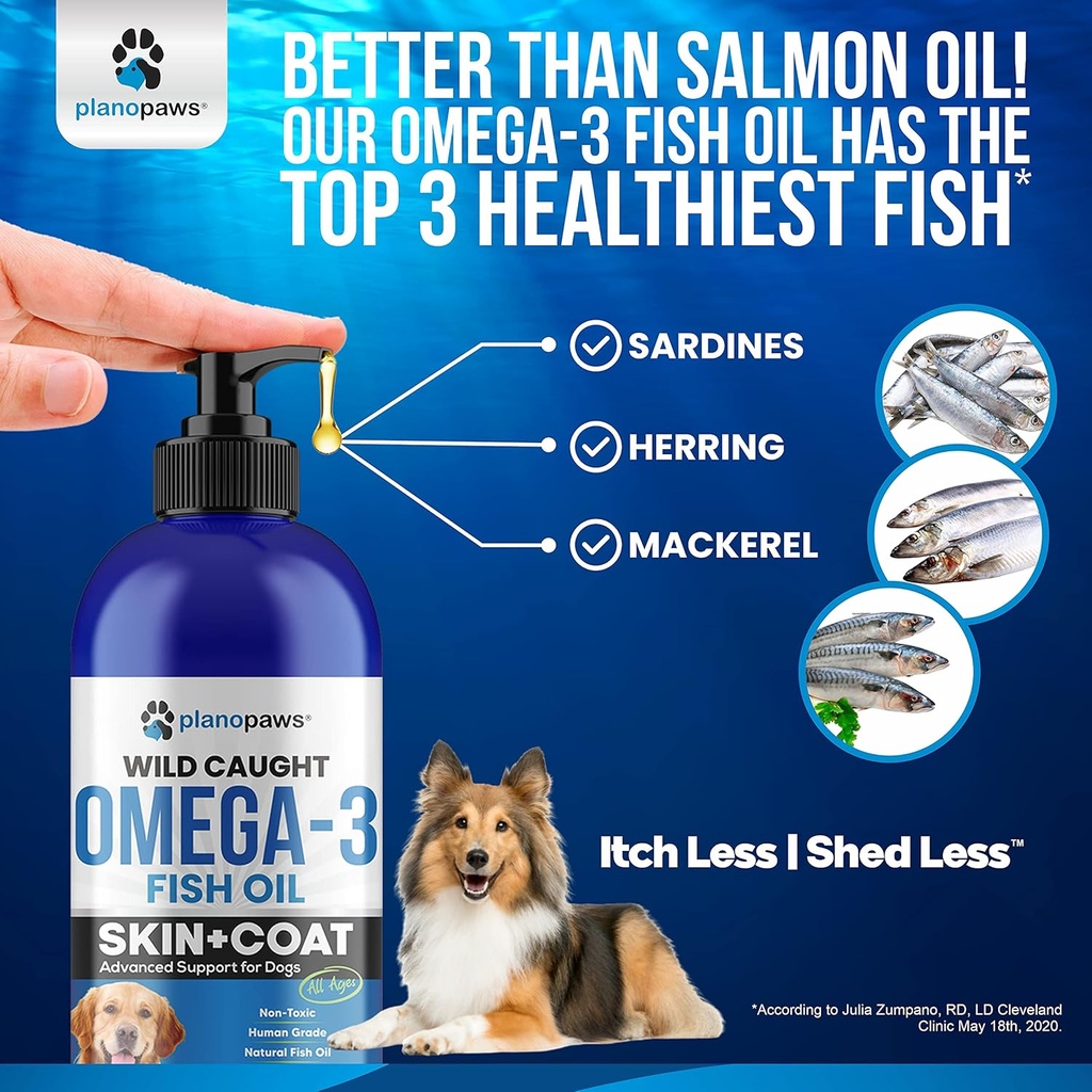 Omega 3 Fish Oil for Dogs - Better Than Salmon Oil - Dog Fish Oil Supplement to Reduce Shedding & Itching - Supports Joints, Brain, and Heart Health - Skin and Coat Supplement - Liquid Fish Oil 5