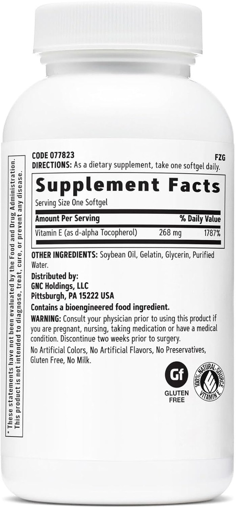 GNC Vitamin E 400IU, 180 Softgels, Supports Healthy Cardiovascular System 3