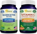 aSquared Nutrition Bundle for Quercetin 500mg & Vitamin C Liposomal Complex 1500mg - Immune Support 2