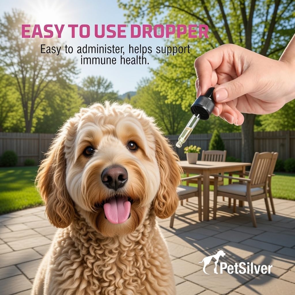 PetSilver Immune Support - Promotes Respiratory Health in Cats & Dogs, Sinus & Kennel Cough Treatment, Natural Antibiotic, Allergy Relief, Chelated Silver Formula, Easy-to-Use Dropper, USA - 2 fl oz 3