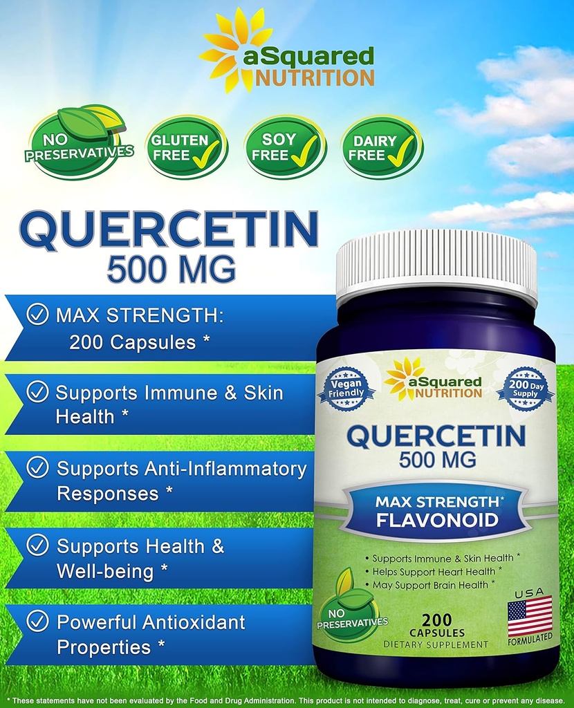 aSquared Nutrition Bundle for Quercetin 500mg & Vitamin C Liposomal Complex 1500mg - Immune Support 6