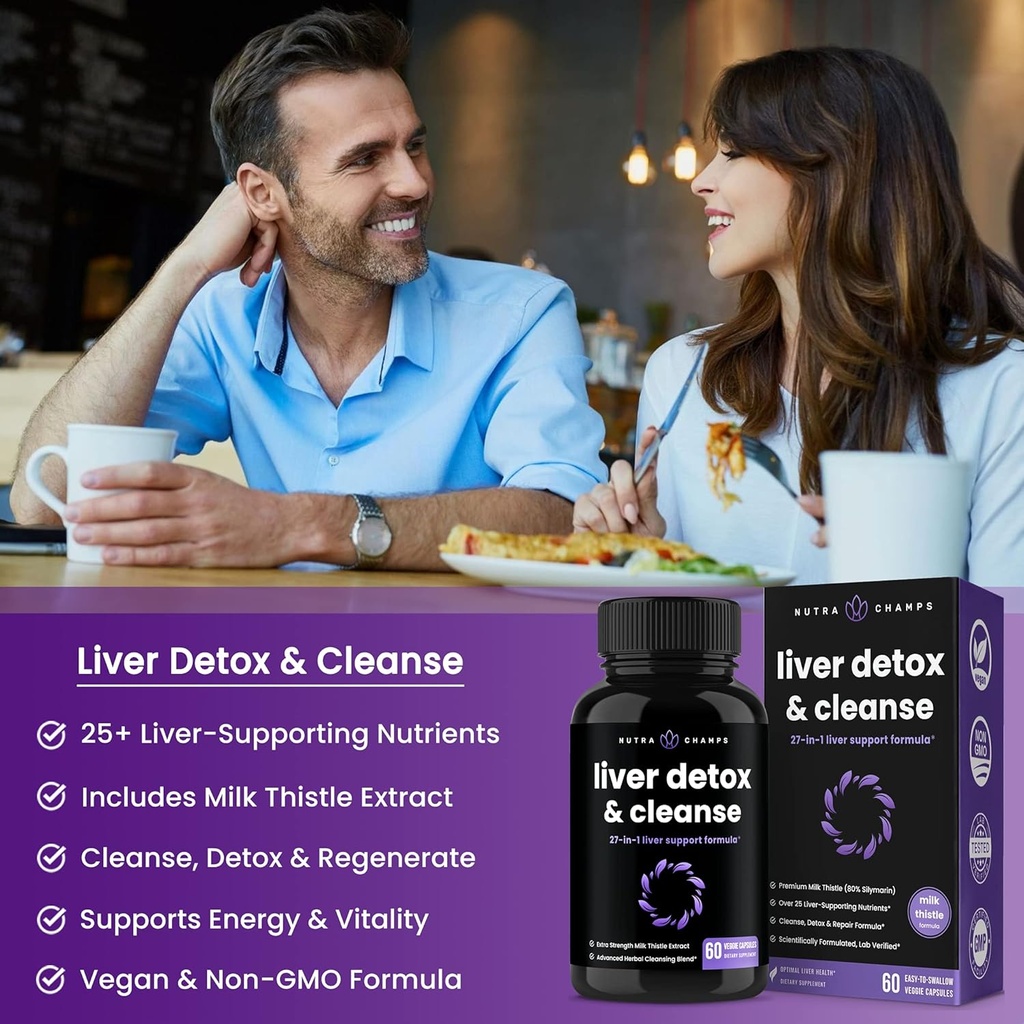 NutraChamps Liver Cleanse Detox and Black Seed Oil Capsules Bundle 5