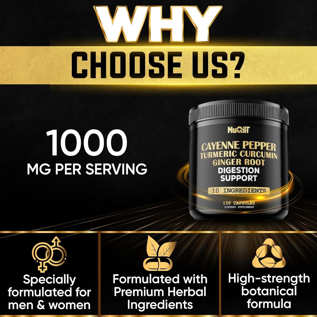 Cayenne Pepper Capsules with Turmeric Curcumin Root, Ginger Root, Berberine HCl & More - Support Immune System, Digestion, Joint Health & Heart Health - 150 Capsules 6