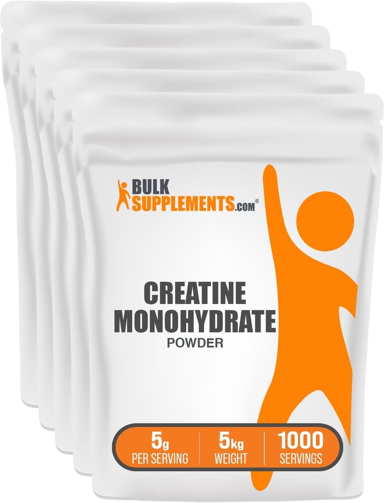 BulkSupplements.com Creatine Monohydrate Powder - Creatine Supplement, Micronized Creatine, Creatine Powder - Unflavored & Gluten Free, 5g (5000mg) per Servings, 5kg (11 lbs) (Pack of 5) 2
