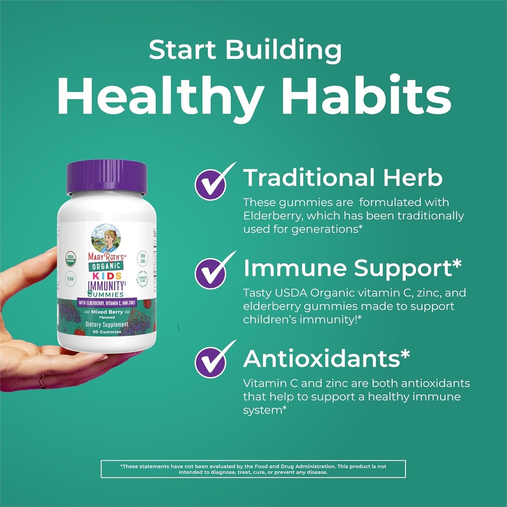 MaryRuth Organics Zinc (Tart Raspberry) & Kids Immunity Gummies (Mixed Berry) | Clean Label Project Verified® | Vitamins for Immunity & Overall Health and Wellness | Vegan, Non-GMO, No Gelatin 4
