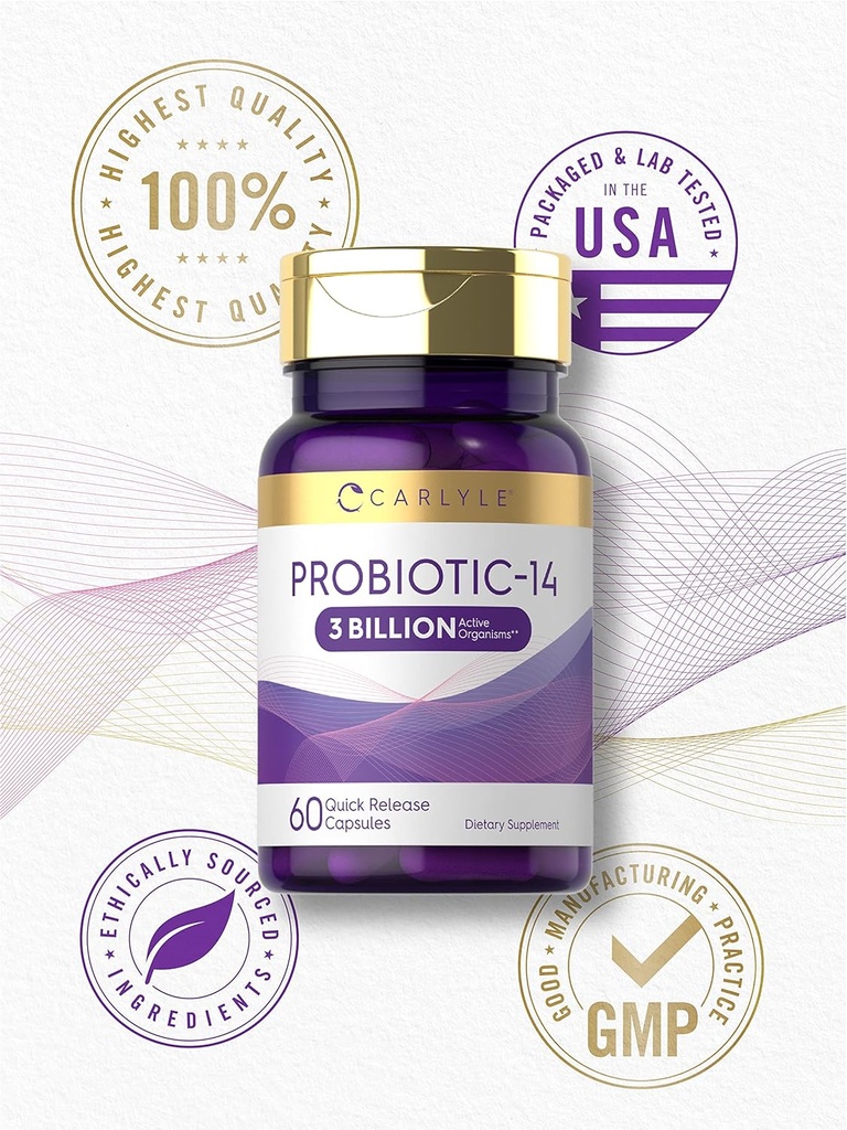 Carlyle Probiotic for Women & Men | 3 Billion CFU | 60 Capsules | 14 Strains | Non-GMO & Gluten Free 6