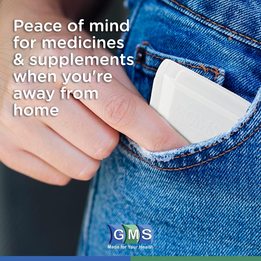 GMS Squeezable Pocket Pill Case - Small, Lightweight Pill Organizer Ideal for Travel - Holds Medicines Securely - Sturdy Design with Easy Fuss-Free Access - Pocket Sized & Discreet 4