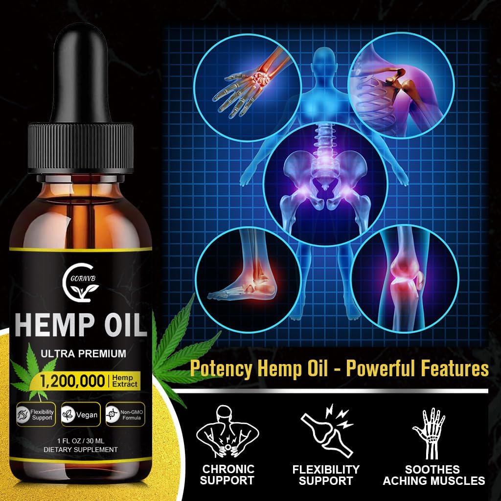 (4-Pack) High Potency Hemp Oil - Maximum Strength, Immune System Support, Focus Calm, Relaxation, Mood, Pure Extract, Organic, Vegan, Non-GMO 4