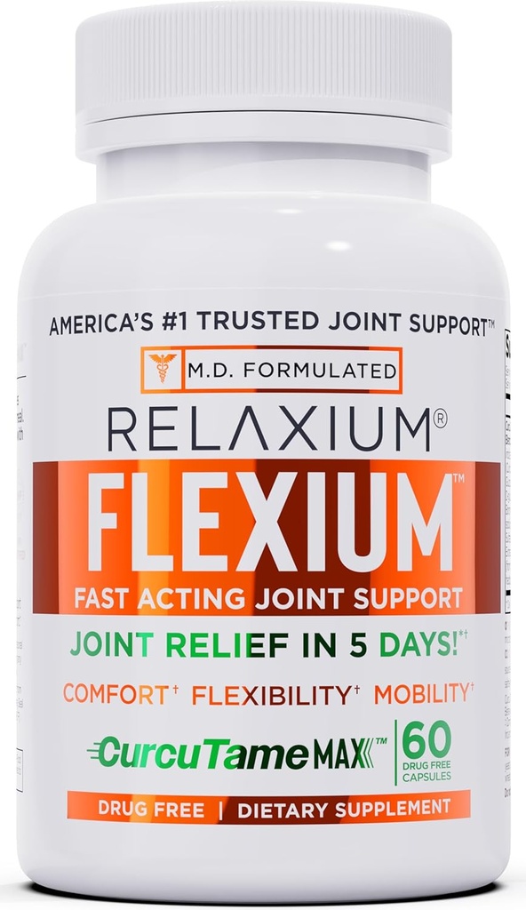 Relaxium Sleep & Joint Relief Bundle, Melatonin & Ashwagandha Sleep Aid + CurcuTame & Glucosamine Chondroitin, 60 Capsules Each, Drug-Free Support for Sleep & Joint Health 4