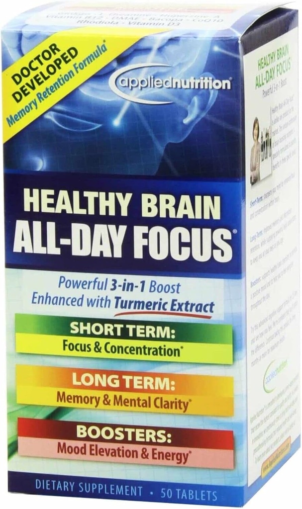 Nutrition Healthy Brain All Day Focus Tumeric Extract Supplement 50 Tablets with Pill Case 4