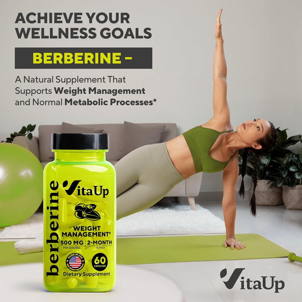 Berberine Supplement 500mg - USA Made Berberine 500mg - Non-GMO Berberine HCL - Berberine Supplements for Weight Management, Energy, Immune Support - 60 Capsules 4