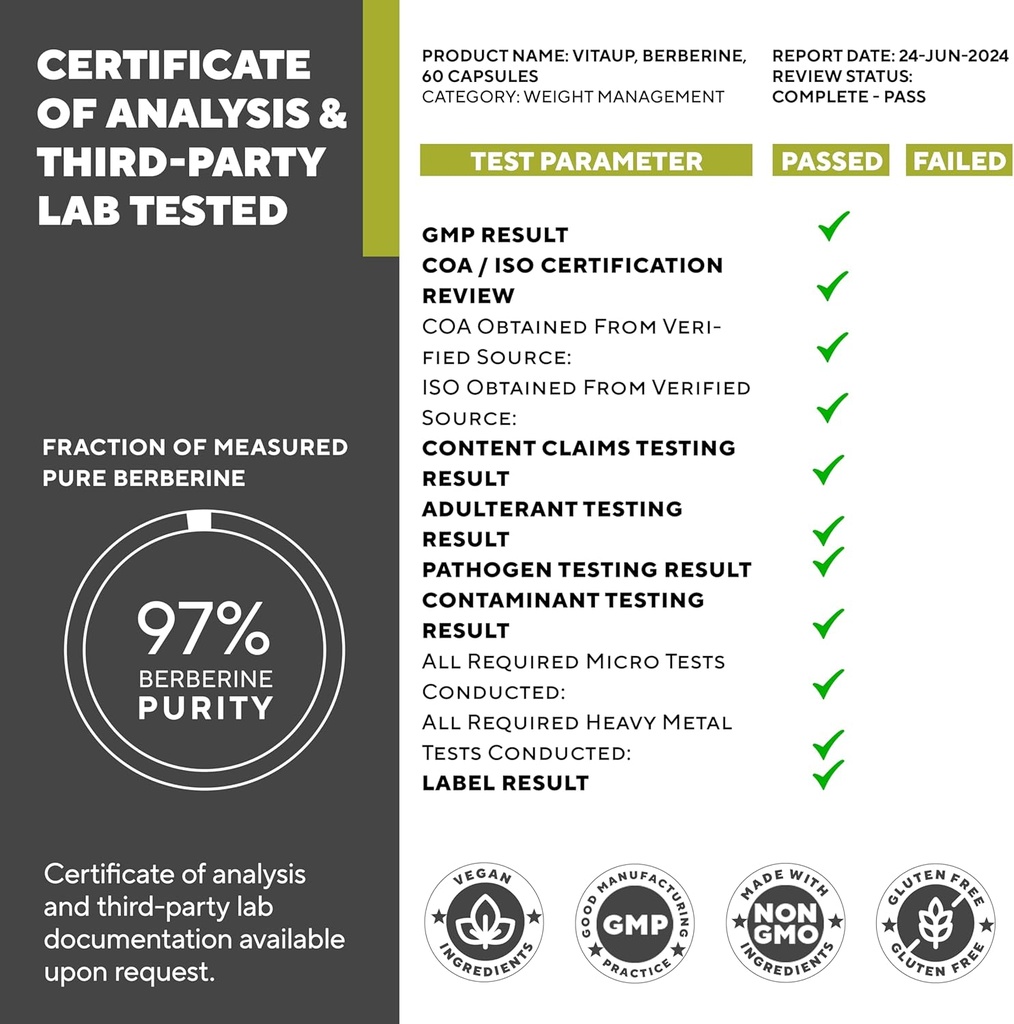 Berberine Supplement 500mg - USA Made Berberine 500mg - Non-GMO Berberine HCL - Berberine Supplements for Weight Management, Energy, Immune Support - 60 Capsules 5