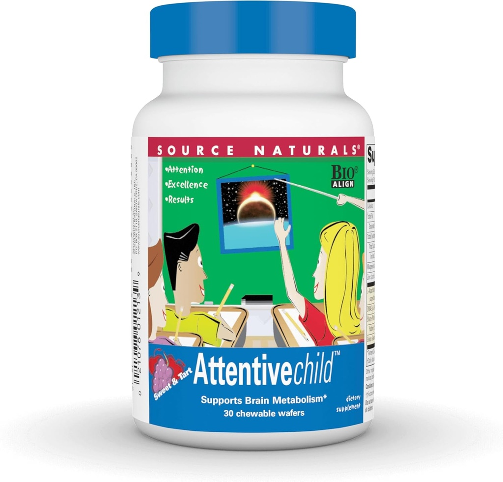 Source Naturals Attentive Child Chewable Wafers for Brain Metabolism Support - 30 Fruit Wafers 2