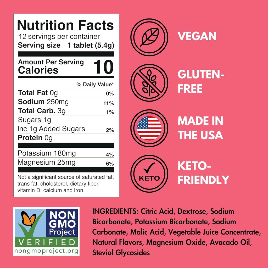 Plink! Fizzy Electrolyte Drink Tablets for Daily Hydration - 48ct Electrolyte Tablets + Sodium, Potassium, Magnesium, Low-Calorie, Low-Sugar Keto Electrolytes Powder Hydration Packets Water Flavoring 6