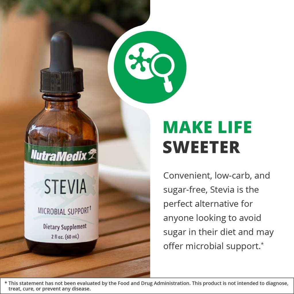 NutraMedix Sweet Leaf Stevia Liquid Drops - Sugar Free Sweetener from Pure Stevia Leaf Extract for Microbial Support - Low Carb, No Added Sugar (2 oz / 60 ml) 5