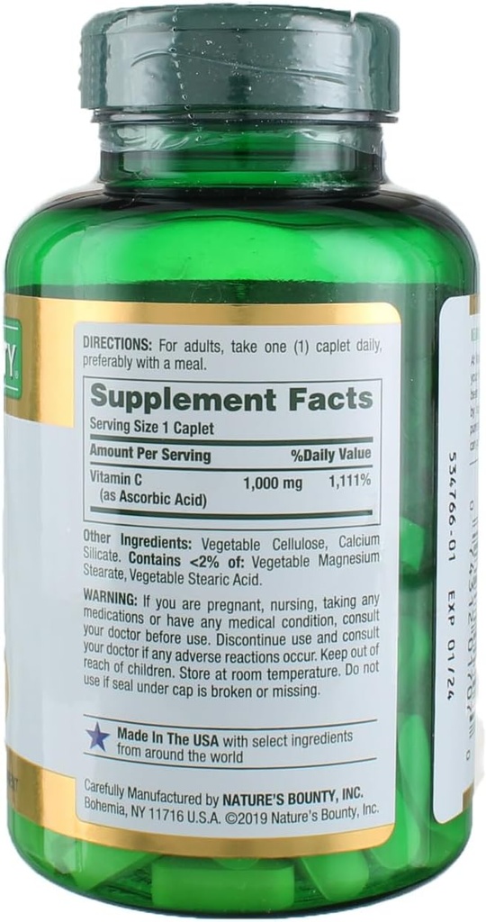 Nature's Bounty Vitamin C, 1000mg, 100 Caplets (Pack of 3) 3