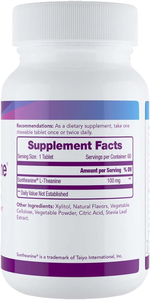 Tomorrow's Nutrition - SunTheanine L-Theanine, 100mg Tablets to Help Concentration, Focus, and Stress, 60 Chewable Tablets 5