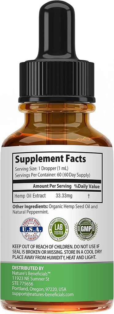 Nature's Beneficials Organic Hemp Oil Extract Drops, 2000mg - Omega Fatty Acids 3 6 9, Non-GMO Ultra-Pure CO2 Extracted 4