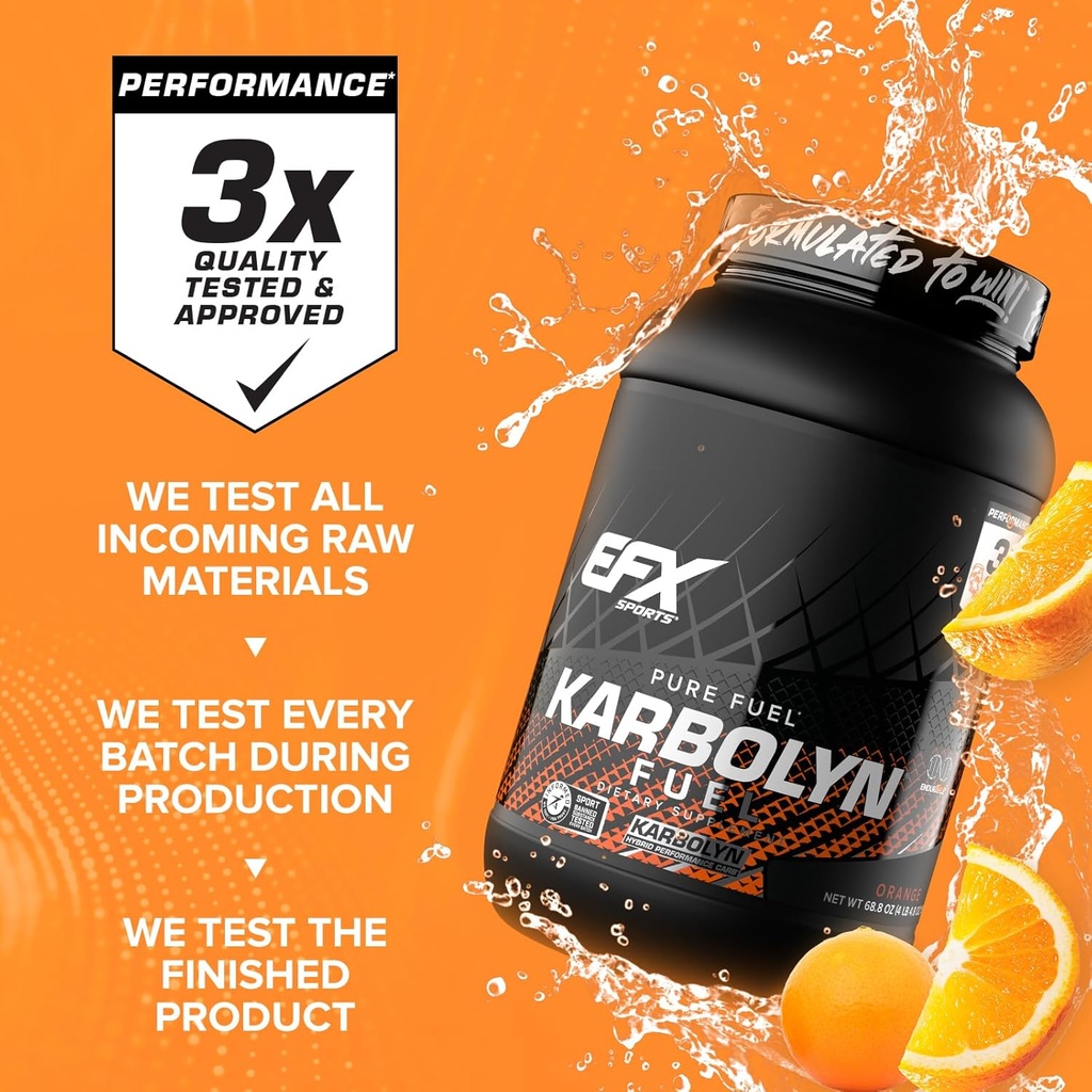 EFX Sports Karbolyn Fuel | Fast-Absorbing Carbohydrate Powder | Carb Load, Sustained Energy, Quick Recovery | Stimulant Free | 35 Servings (Orange) 6