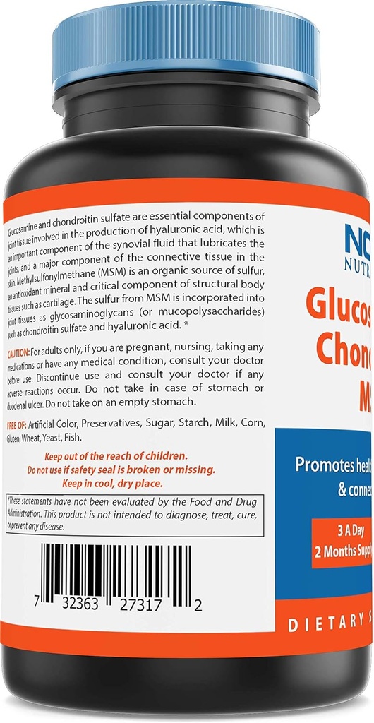 Nova Nutritions Triple Strength Glucosamine Chondroitin MSM 2600mg/Serving Capsules, Supports Healthy Joint, Cartilage and Connective Tissue - Promotes Joint Comfort & Flexibility 180 Count 6