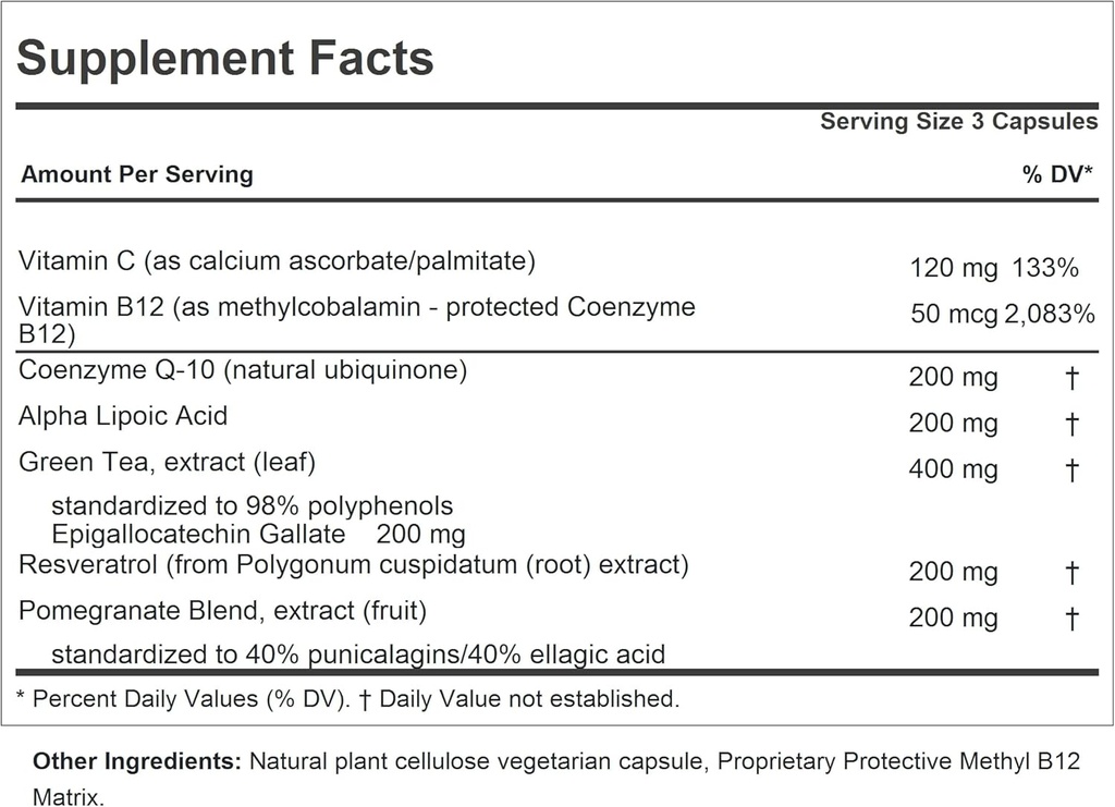 ANDREW LESSMAN Andrew's Five Favorites 60 Capsules - Provides 200mg Each of Coenzyme Q-10, Resveratrol, EGCG, Pomegranate and Alpha Lipoic Acid, Powerful Anti-Oxidant Support, No Additives 3
