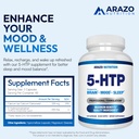 5-HTP 200 MG Plus Calcium for Mood, Sleep – Supports Calm and Relaxed Mood – 99% High Purity – 120 Capsules – Arazo Nutrition 3