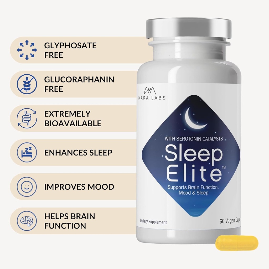 Mara Labs SleepElite | Supports Brain Function, Mood, and Sleep | with Serotonin Catalysts | 30 Servings 5