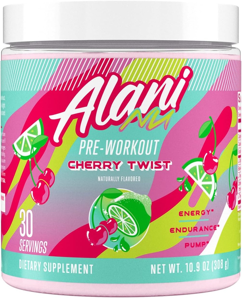Alani Nu Pre Workout Powder Cherry Twist, Amino Energy Boost, Endurance Supplement, Sugar Free, 200mg Caffeine, L-Theanine, Beta-Alanine, L-Citrulline, 30 Servings 2