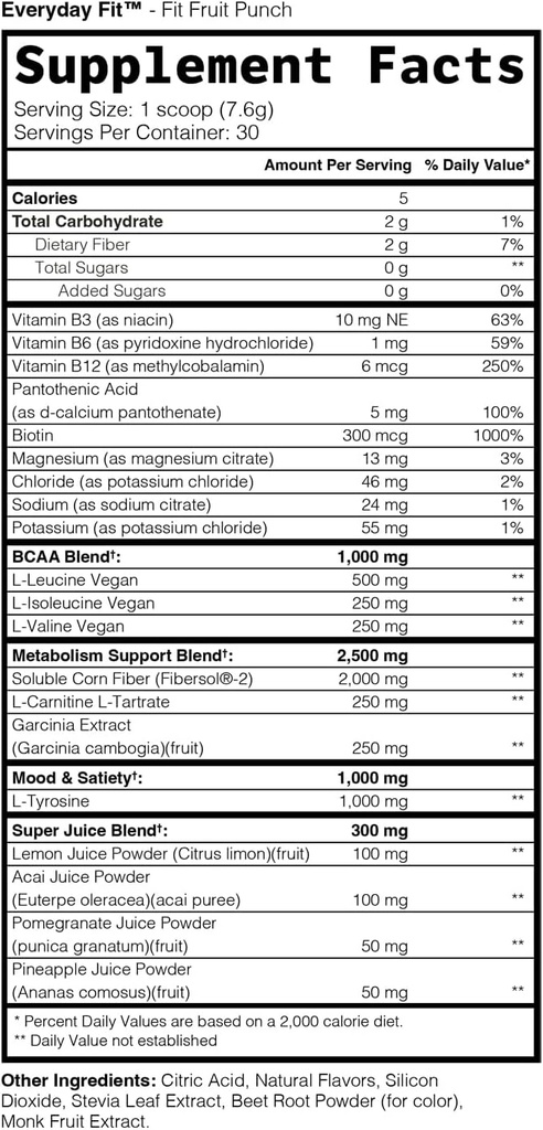TRULEAN Everyday Fit Water Enhancer Sugar Free Electrolyte Powder Drink BCAA Blend Keto Amino Acid Supplement Delicious Fruit Punch 30 Servings (Pack of 1) 3