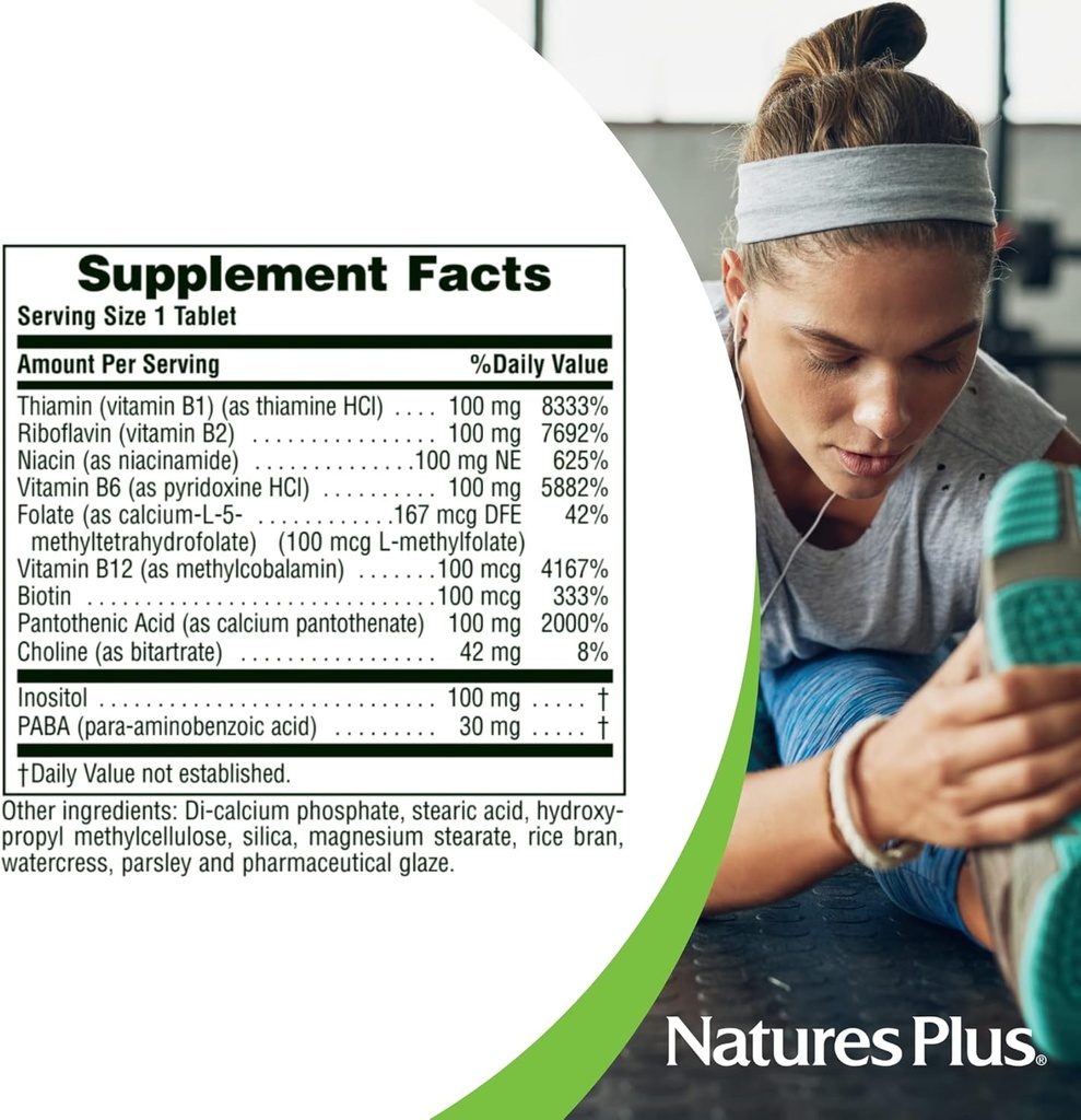 Natures Plus Mega B-100 Complex - 90 Sustained Release Vegetarian Tablets - Energy & Brain Booster - Gluten Free - 90 Servings 6