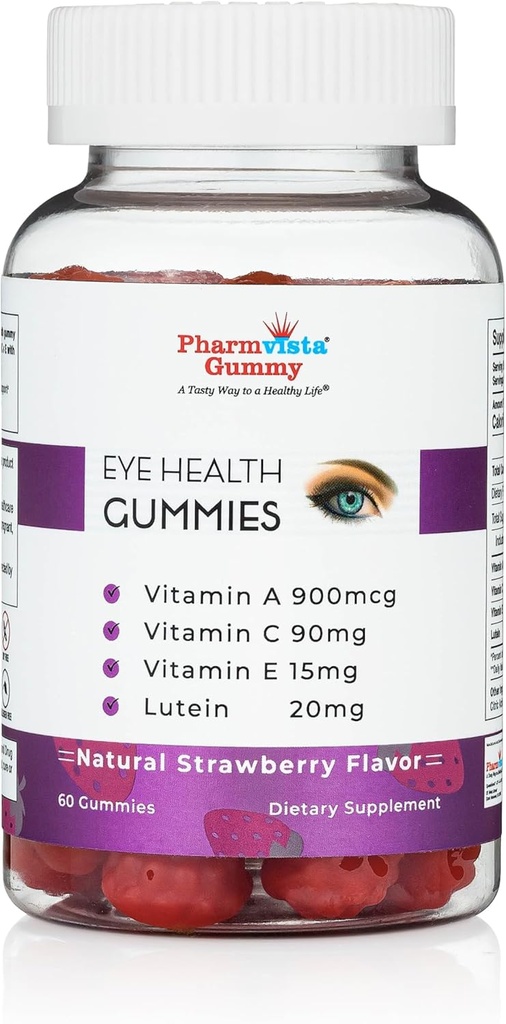 Eye Health Support Gummy - Vitamin A + C + E + Lutein - Gluten Free, Vegan Friendly Supplement - 60 Count 2