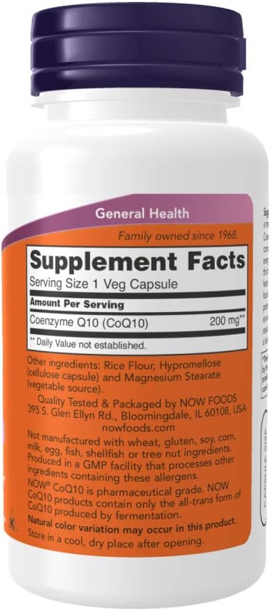 NOW Supplements, CoQ10 (Coenzyme Q10) 200 mg, Cardiovascular Health*, 60 Veg Capsules & Supplements, Super Enzymes, Formulated with Bromelain, Ox Bile, Pancreatin and Papain,180 Capsules 5