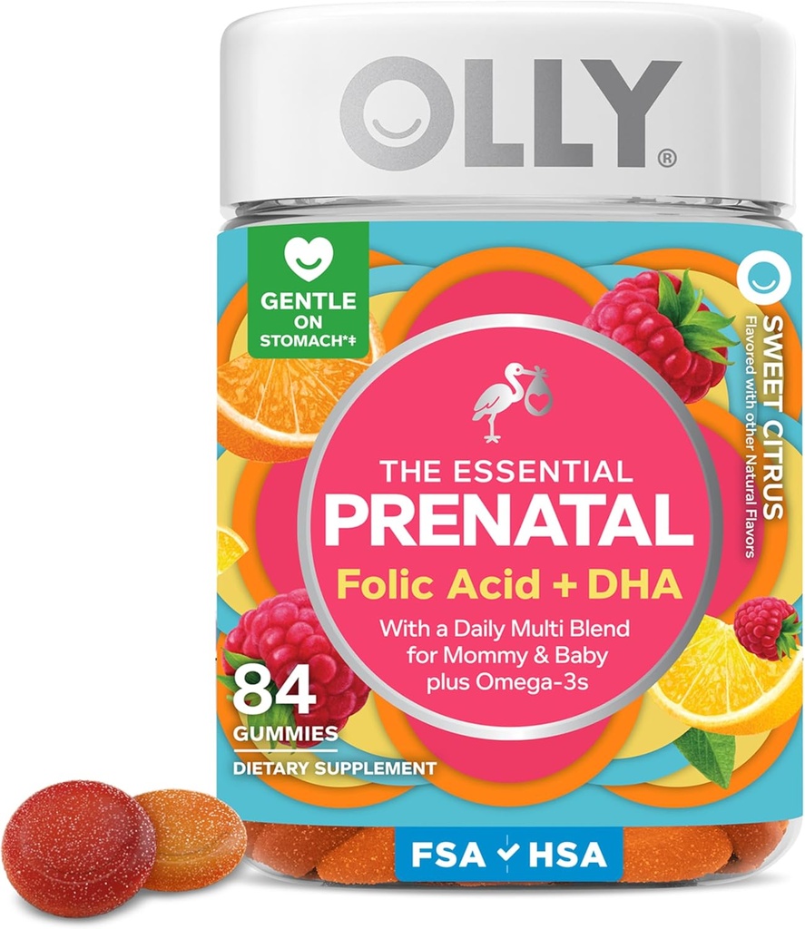 OLLY Essential Prenatal Gummy Multivitamin, Folic Acid, Vitamin D, Omega 3 DHA, Supports Healthy Growth and Brain Development, Citrus Berry - 84 Count 2