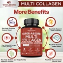 Wholesome Wellness Super-Absorb Multi Collagen Pills (Type I II III V X) Organic Herbs and Bioperine + Whole Food Multivitamin for Men - Natural Multi Vitamins, Minerals, Organic Extracts Bundle 6