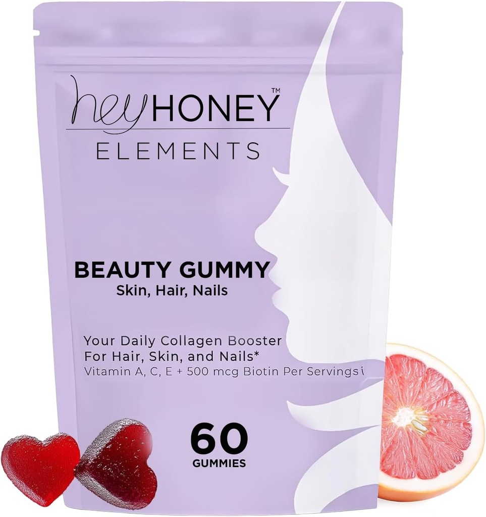 Hey Honey Skin Care Vegan Collagen Gummies – Anti-Aging Beauty Vitamins for Women | Wrinkle Support, Hair Skin Nails, Gluten Free, Antioxidant Blend, 60 Count 2