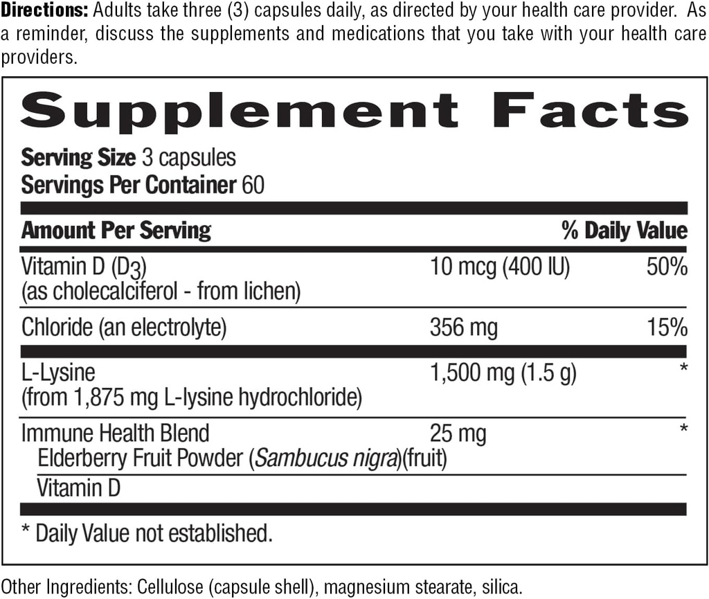 Country Life L-Lysine 1500mg Capsules with Vitamin D & Elderberry – Advanced Immune Support and Collagen Renewal – Certified Gluten-Free & Vegan – 180 Capsules 5