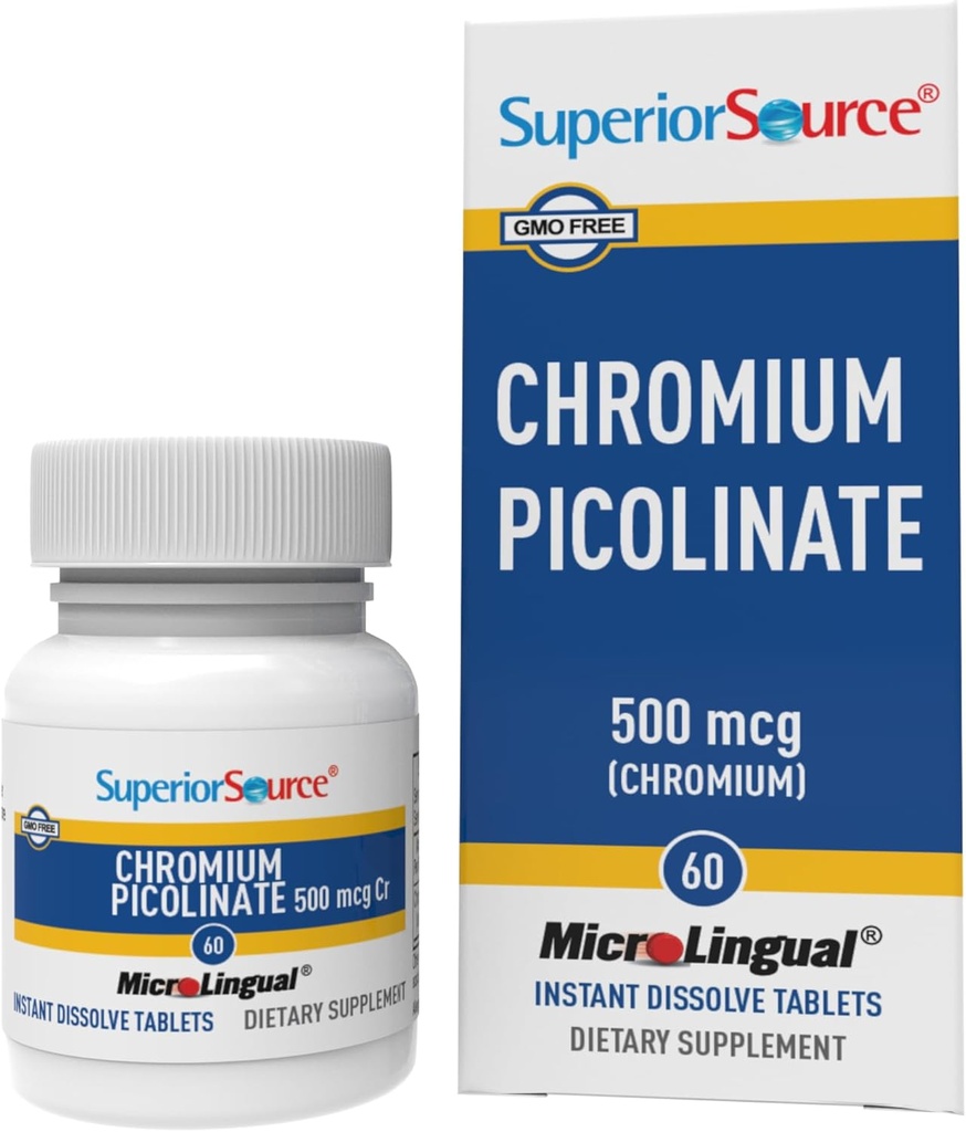 Superior Source Chromium Picolinate - Supplement Formula Supports Healthy Sugar Metabolism - 500 mcg, 50 Instant Dissolve Tablets 2