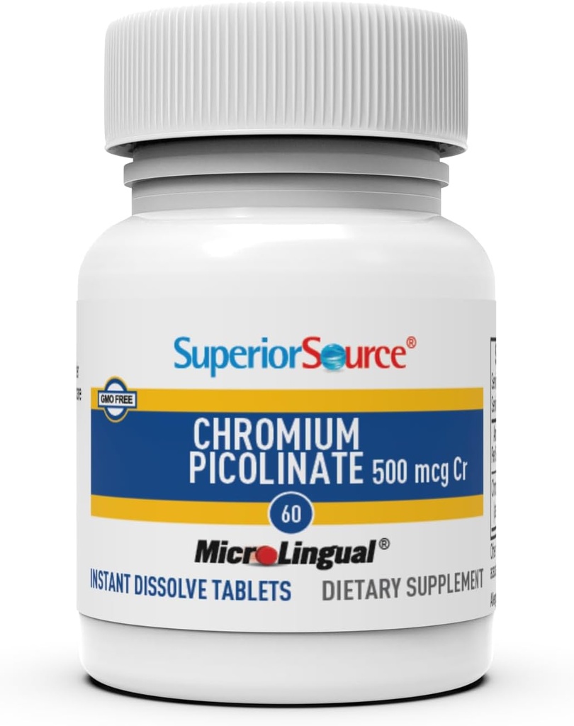 Superior Source Chromium Picolinate - Supplement Formula Supports Healthy Sugar Metabolism - 500 mcg, 50 Instant Dissolve Tablets 5