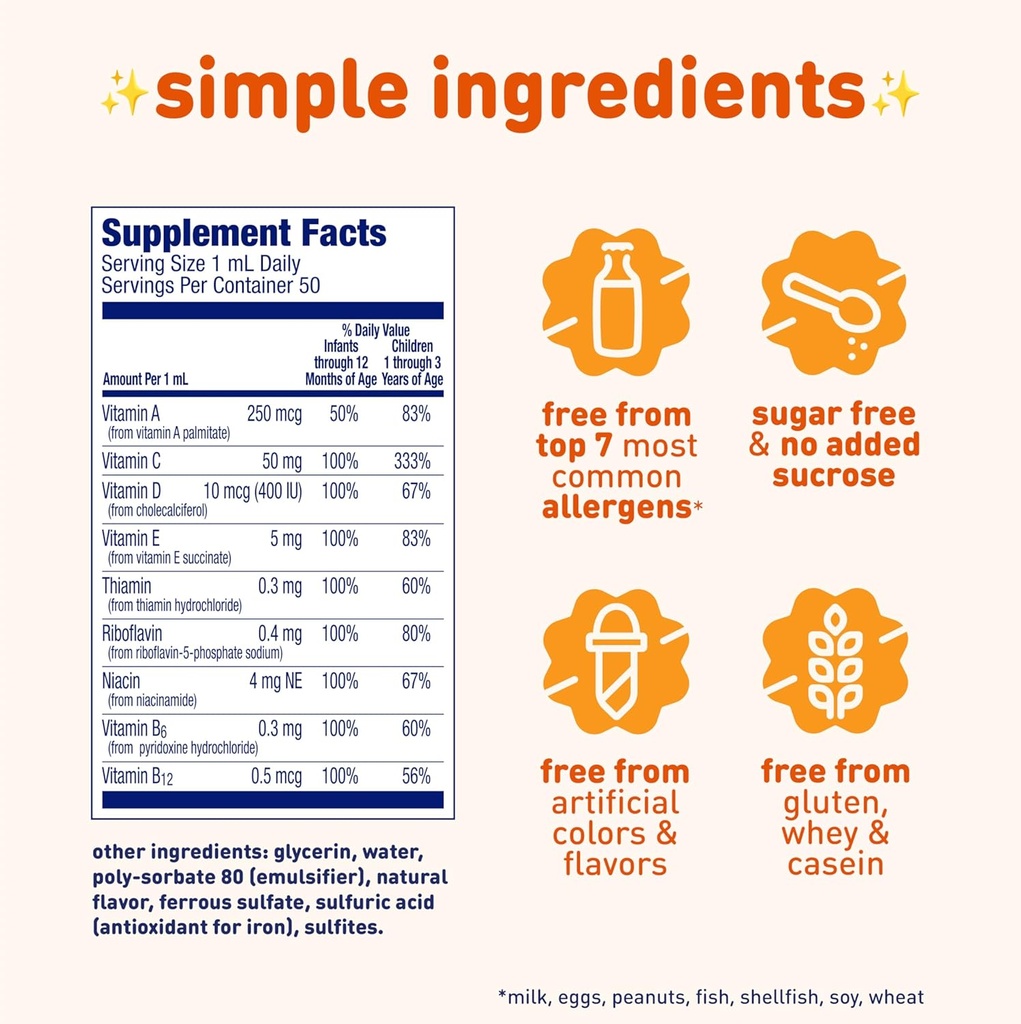 Enfamil Poly-Vi-Sol Liquid Multivitamin Drops, Supports Growth & Immune Health*, 50mL Bottle​ 3